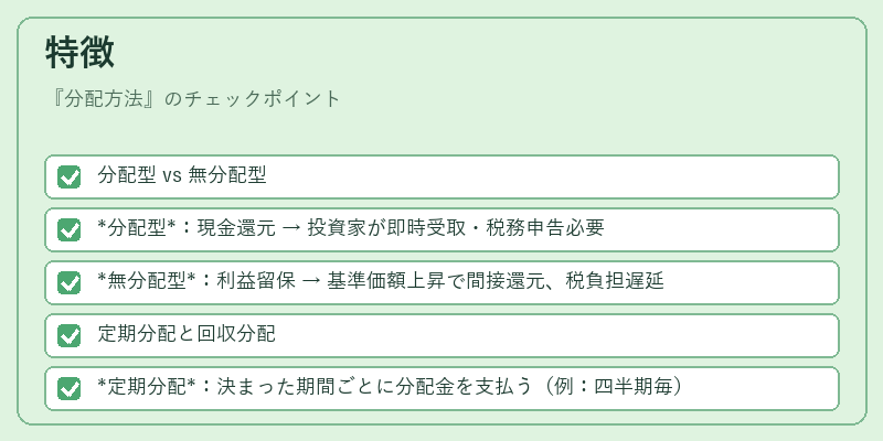 特徴（分配方法）の図解