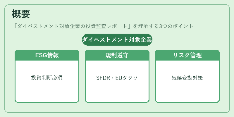概要（ダイベストメント対象企業の投資監査レポート）の図解