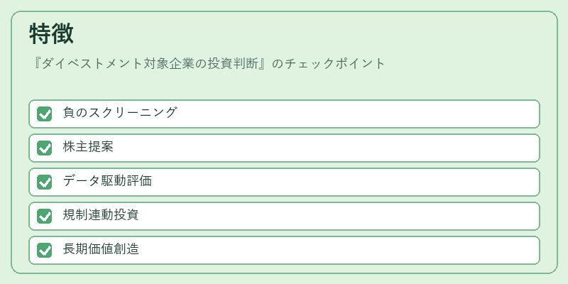 特徴（ダイベストメント対象企業の投資判断）の図解