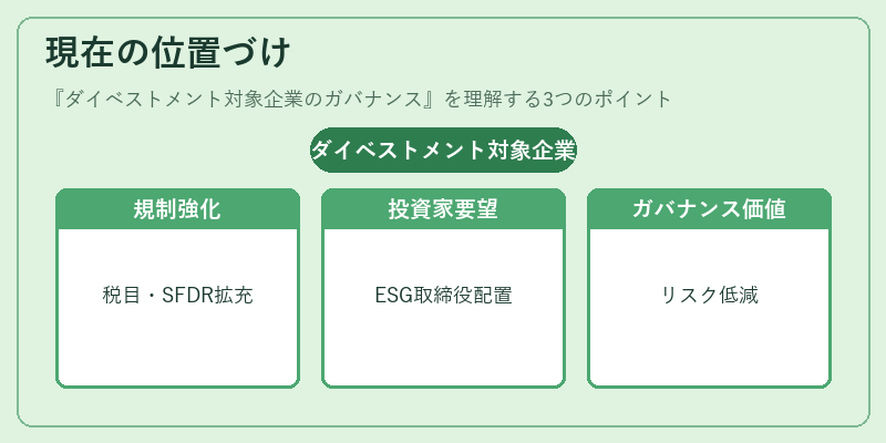現在の位置づけ(ダイベストメント対象企業のガバナンス)の図解