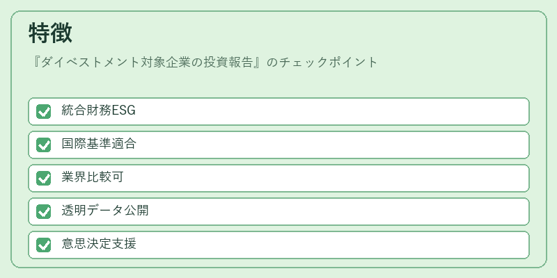 特徴(ダイベストメント対象企業の投資報告)の図解