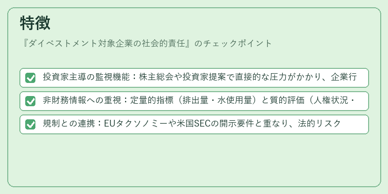 特徴（ダイベストメント対象企業の社会的責任）の図解