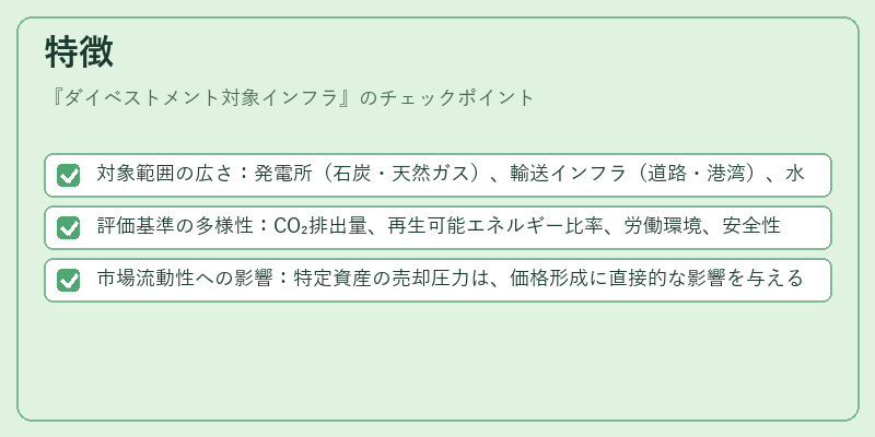 特徴（ダイベストメント対象インフラ）の図解