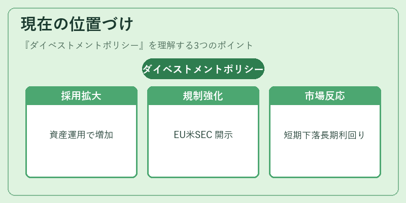 現在の位置づけ(ダイベストメントポリシー)の図解