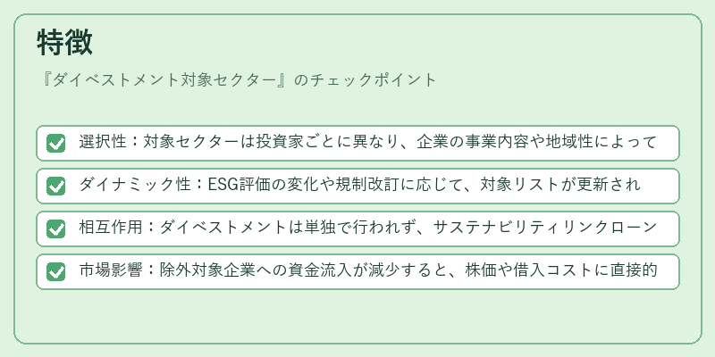 特徴(ダイベストメント対象セクター)の図解