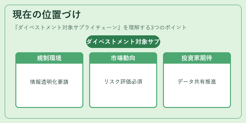 現在の位置づけ(ダイベストメント対象サプライチェーン)の図解