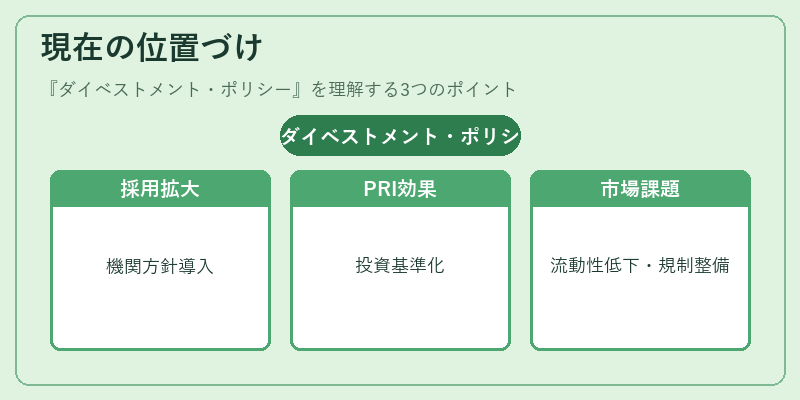 現在の位置づけ（ダイベストメント・ポリシー）の図解