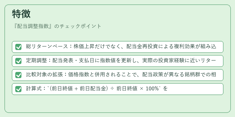 特徴（配当調整指数）の図解