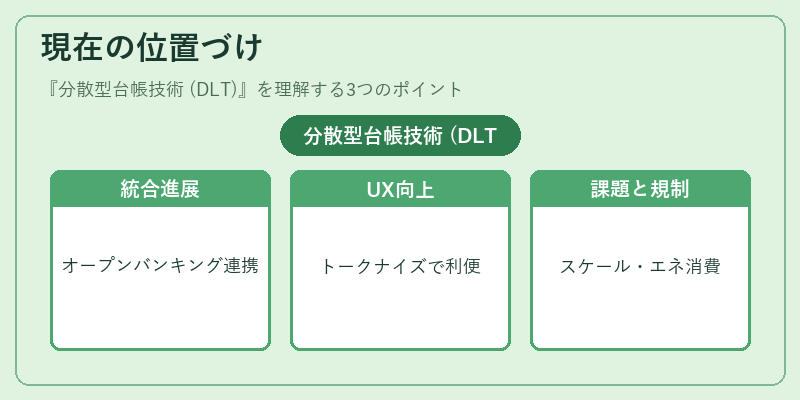 現在の位置づけ（分散型台帳技術 (DLT)）の図解