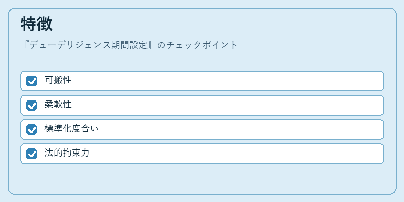 特徴（デューデリジェンス期間設定）の図解