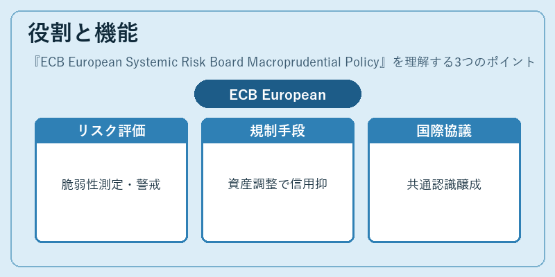 役割と機能（ECB European Systemic Risk Board Macroprudential Policy）の図解