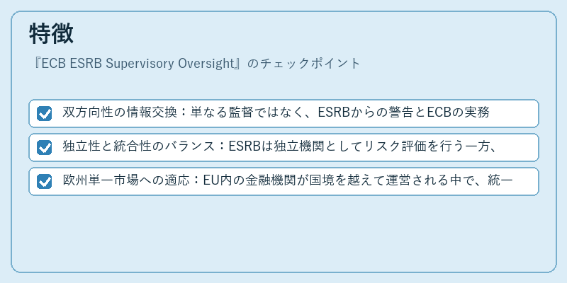 特徴（ECB ESRB Supervisory Oversight）の図解