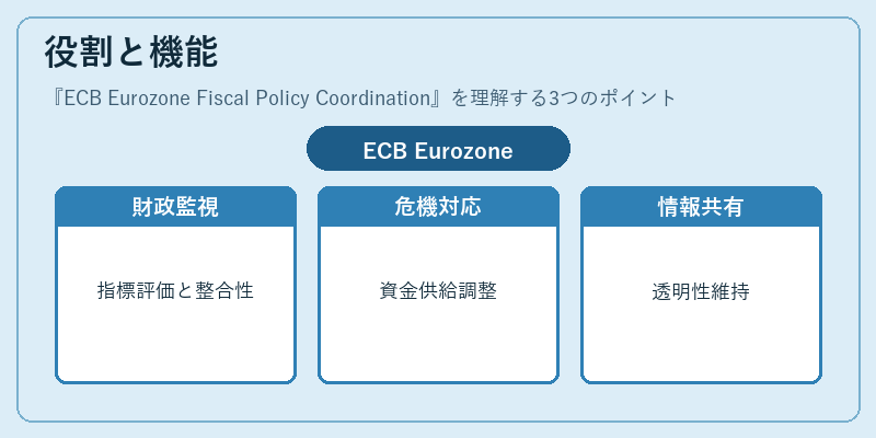 役割と機能（ECB Eurozone Fiscal Policy Coordination）の図解