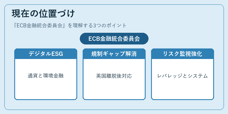 現在の位置づけ（ECB金融統合委員会）の図解