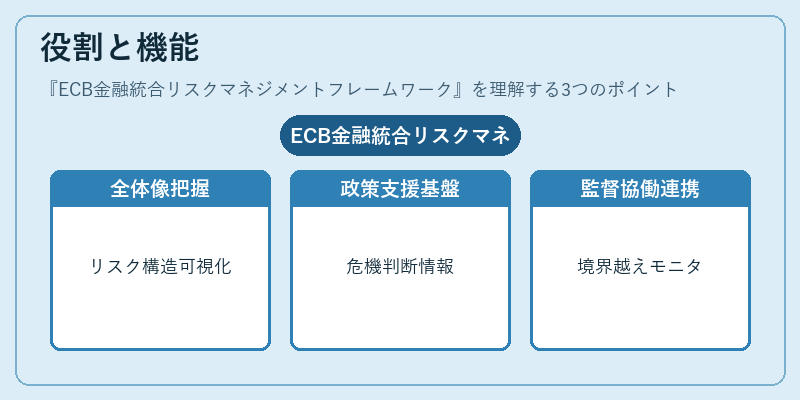 役割と機能（ECB金融統合リスクマネジメントフレームワーク）の図解
