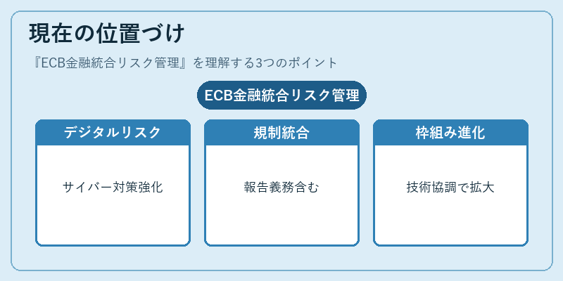 現在の位置づけ（ECB金融統合リスク管理）の図解