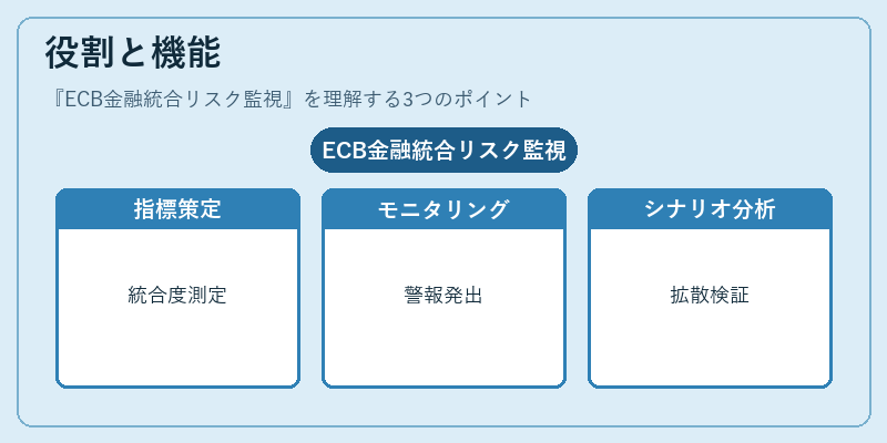 役割と機能（ECB金融統合リスク監視）の図解