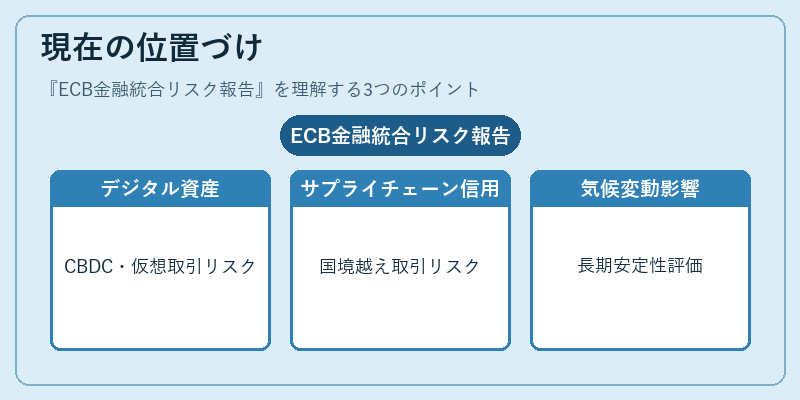 現在の位置づけ（ECB金融統合リスク報告）の図解
