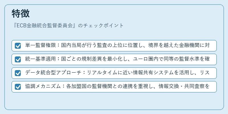 特徴（ECB金融統合監督委員会）の図解