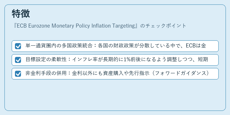 特徴（ECB Eurozone Monetary Policy Inflation Targeting）の図解