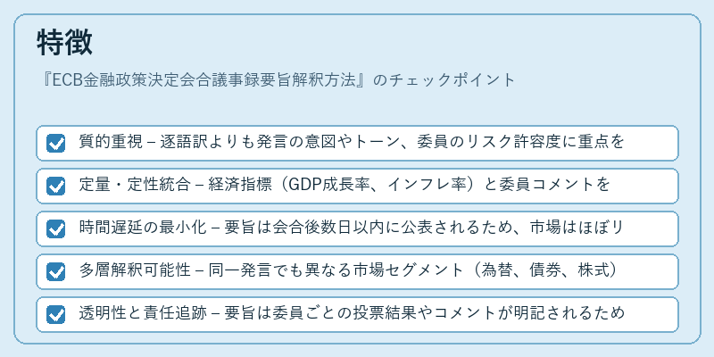 特徴（ECB金融政策決定会合議事録要旨解釈方法）の図解