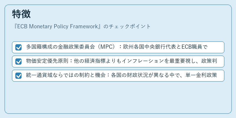 特徴（ECB Monetary Policy Framework）の図解