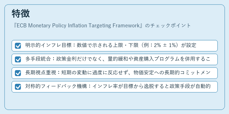 特徴（ECB Monetary Policy Inflation Targeting Framework）の図解