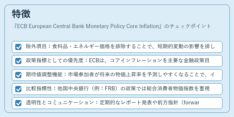 特徴（ECB European Central Bank Monetary Policy Core Inflation）の図解