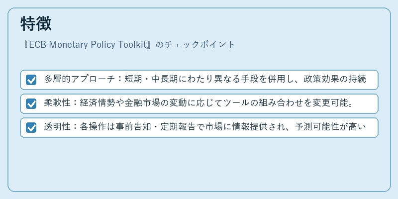 特徴（ECB Monetary Policy Toolkit）の図解