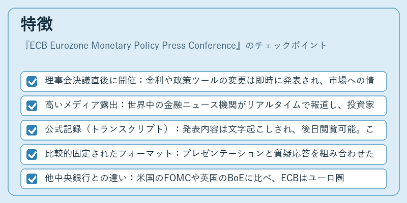 特徴（ECB Eurozone Monetary Policy Press Conference）の図解