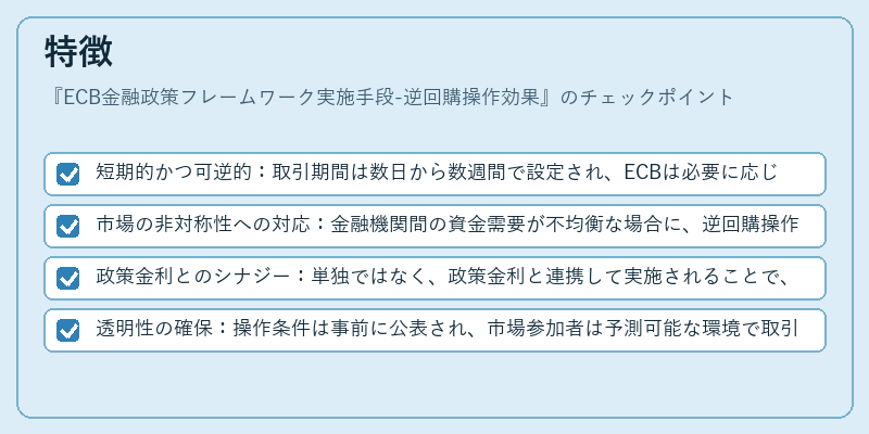 特徴（ECB金融政策フレームワーク実施手段-逆回購操作効果）の図解