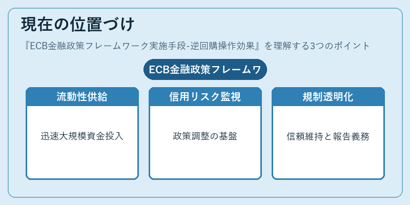 現在の位置づけ（ECB金融政策フレームワーク実施手段-逆回購操作効果）の図解