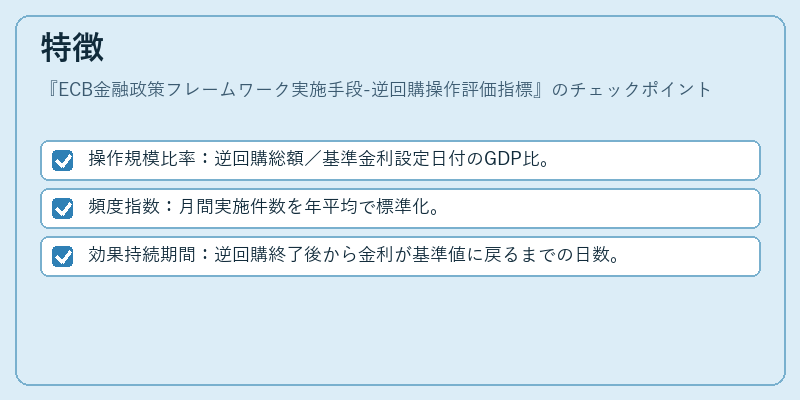 特徴（ECB金融政策フレームワーク実施手段-逆回購操作評価指標）の図解