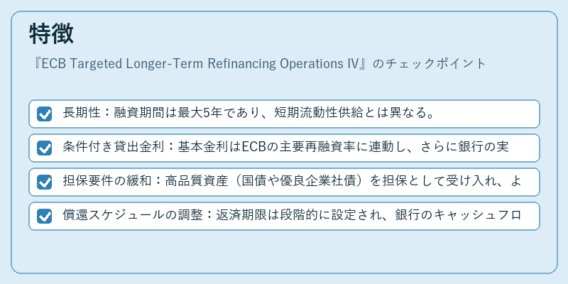 特徴（ECB Targeted Longer-Term Refinancing Operations IV）の図解