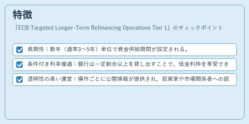 特徴（ECB Targeted Longer‑Term Refinancing Operations Tier 1）の図解