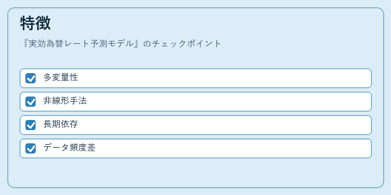 特徴（実効為替レート予測モデル）の図解