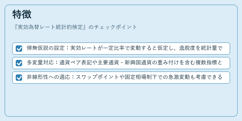 特徴（実効為替レート統計的検定）の図解