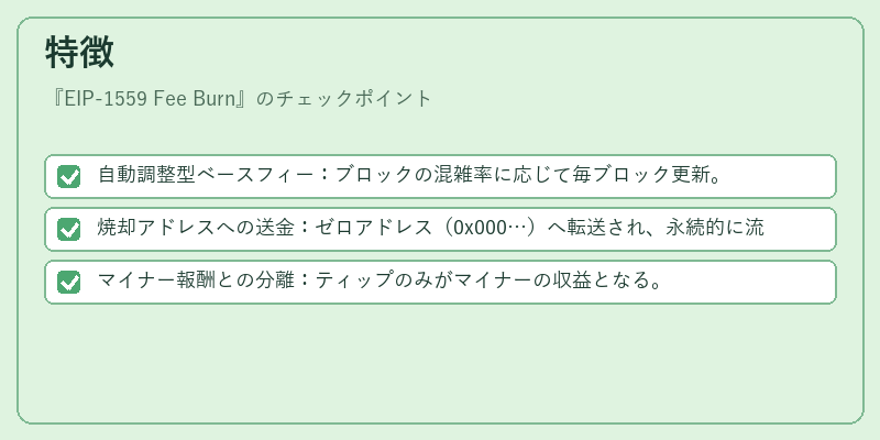 特徴（EIP-1559 Fee Burn）の図解
