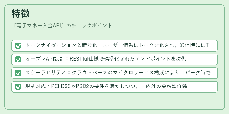 特徴（電子マネー入金API）の図解