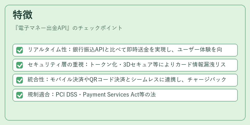 特徴(電子マネー出金API)の図解