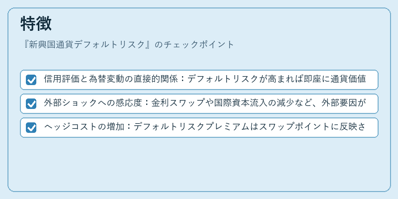 特徴（新興国通貨デフォルトリスク）の図解