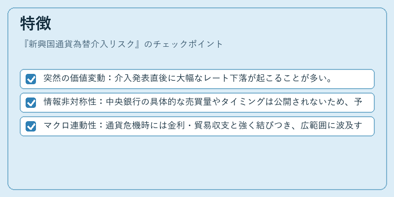 特徴（新興国通貨為替介入リスク）の図解
