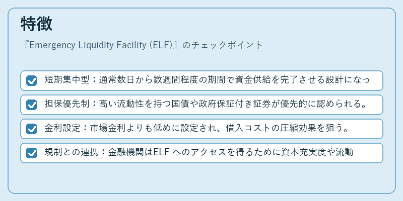 特徴（Emergency Liquidity Facility (ELF)）の図解