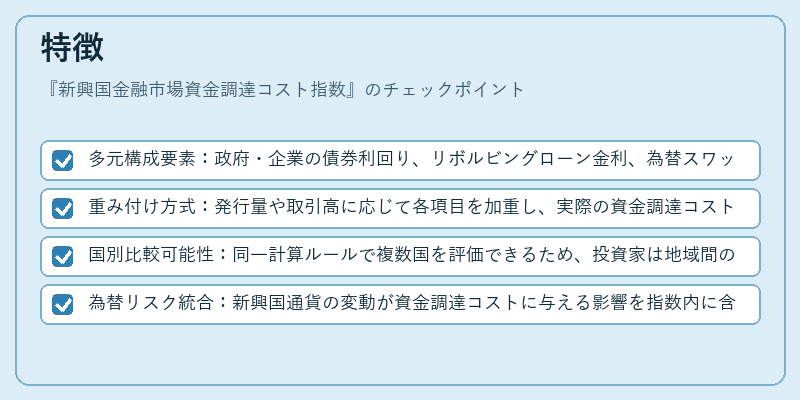 特徴（新興国金融市場資金調達コスト指数）の図解