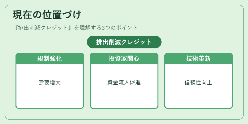 現在の位置づけ（排出削減クレジット）の図解
