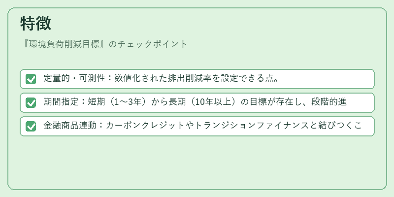 特徴（環境負荷削減目標）の図解