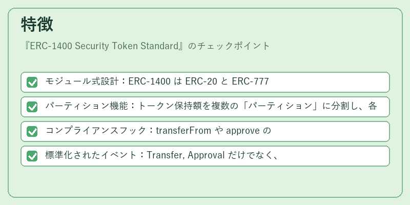 特徴(ERC-1400 Security Token Standard)の図解