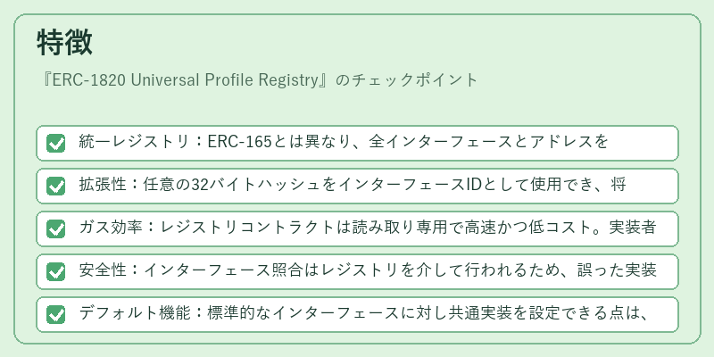 特徴（ERC-1820 Universal Profile Registry）の図解