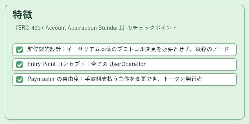 特徴（ERC-4337 Account Abstraction Standard）の図解