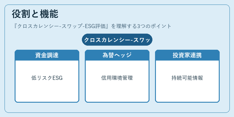 役割と機能(クロスカレンシー-スワップ-ESG評価)の図解